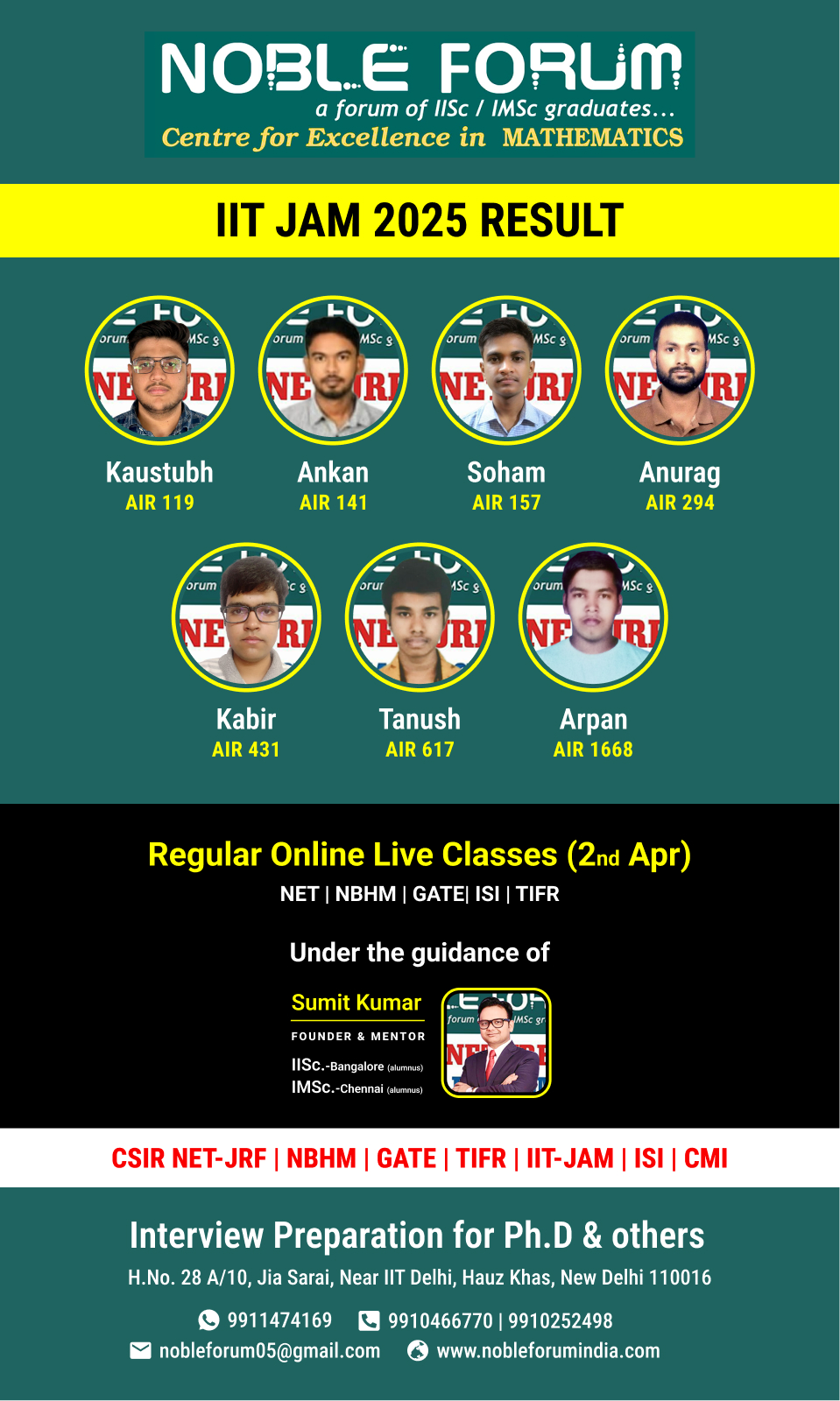 IIT JAM 2025 RESULT